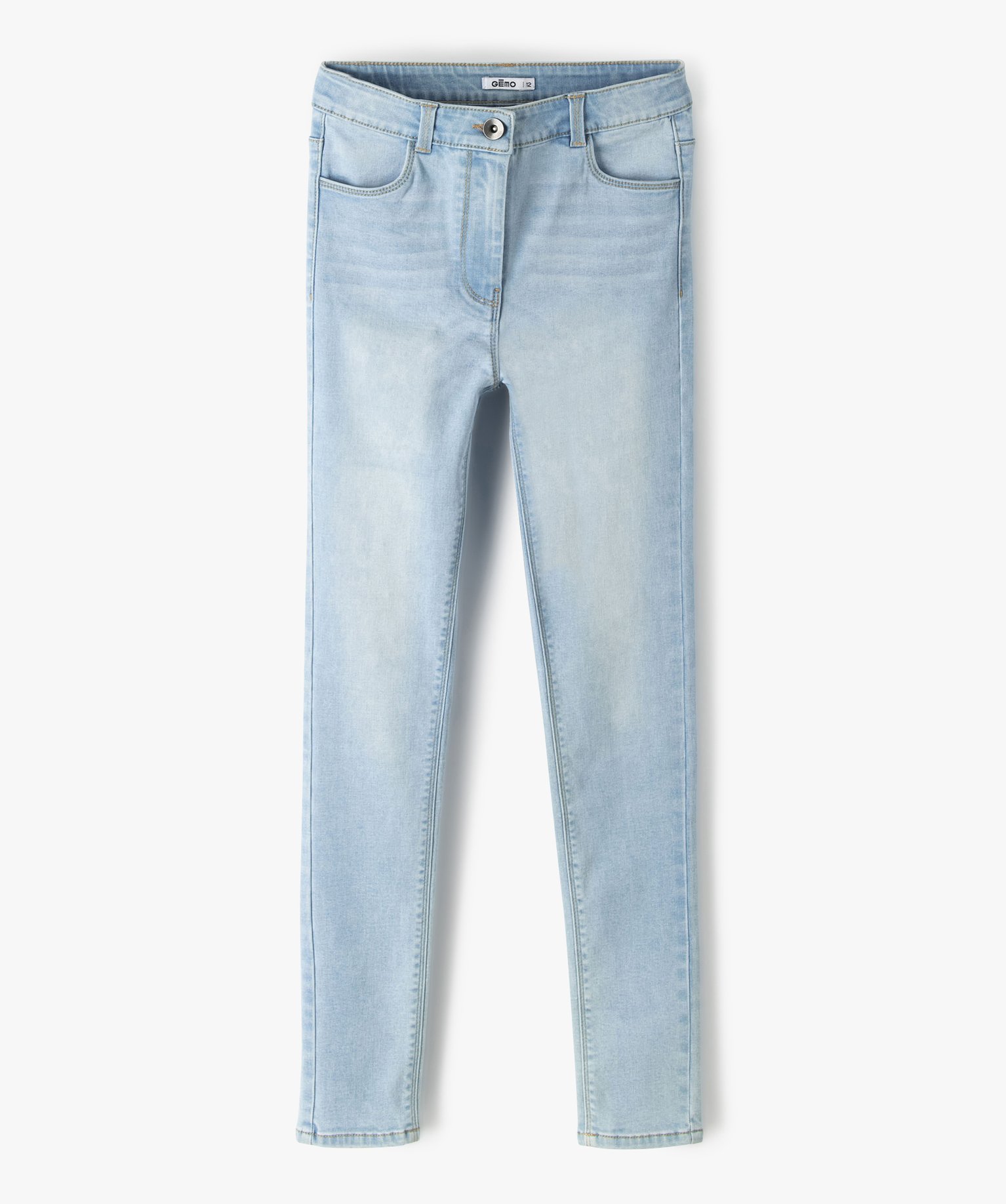 Jean fille coupe ultra skinny taille haute bleach | GEMO