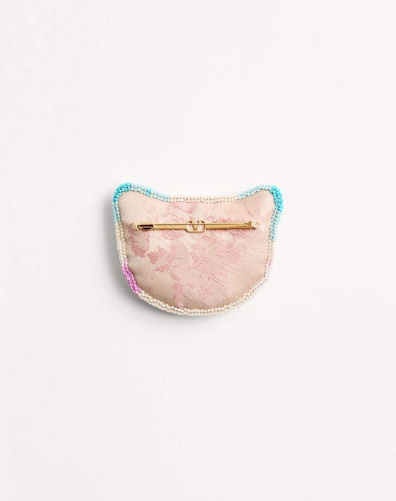 Broche Le Chat De La Maison em tecido jacquard e bordado de contas de resina