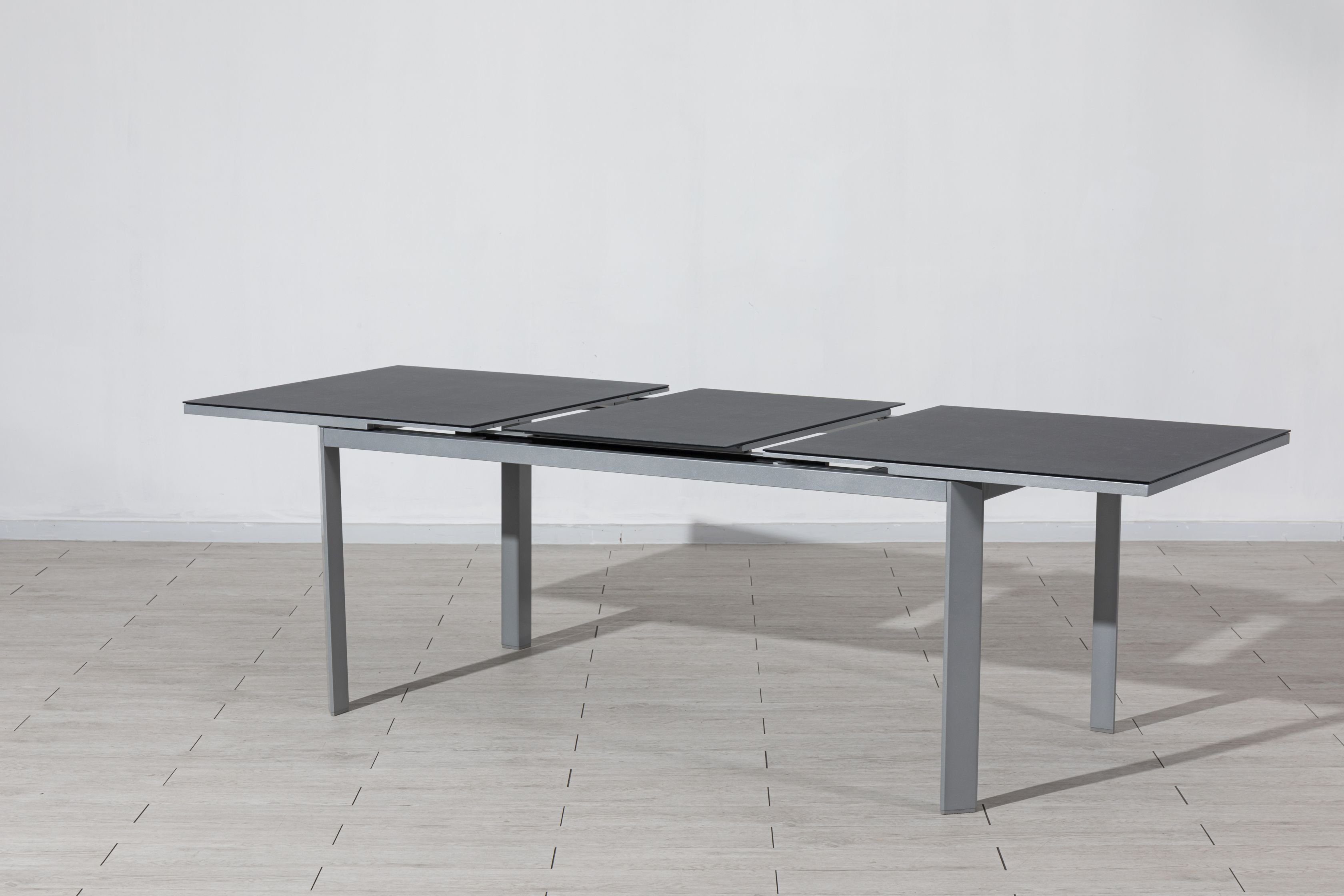 Gardissimo Gartentisch Keramik XXL Ausziehtisch Dia Silber, 180/240 x 90 cm, synchrone Auszugautomatik