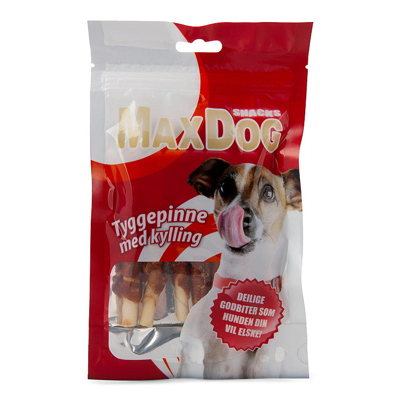 MaxDog Hundesnacks MaxDog 80 g Tyggepinner m/kyllingwrap
