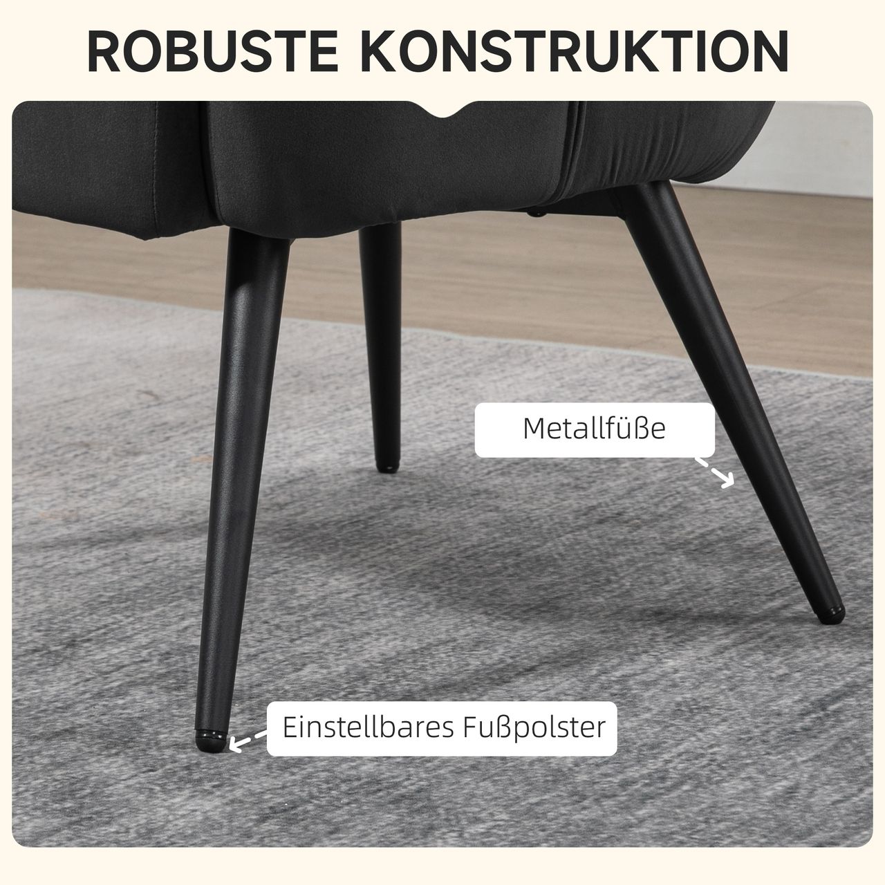 HOMCOM Ohrensessel mit Hocker, Relaxsessel, Loungesessel mit Samtoptik