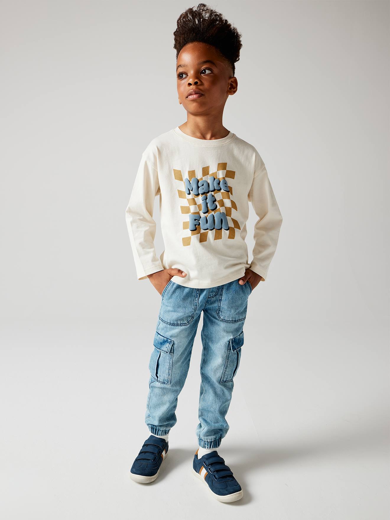 Vertbaudet Jungen Cargo-Jeans mit Dehnbund Oeko-Tex - blue stone