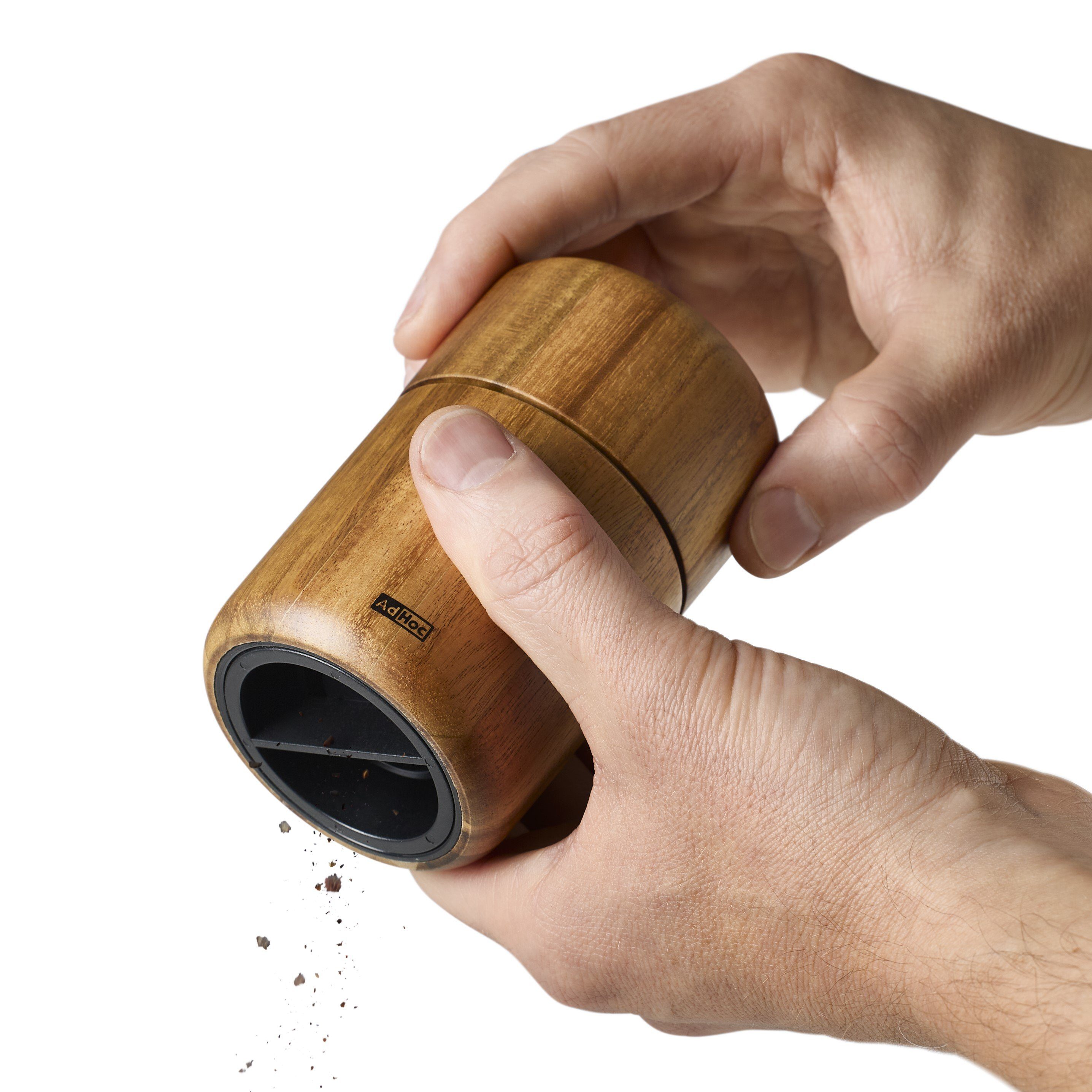 AdHoc Getreidemühle Leinsamenmühle / Sesam Mühle Seedo manuell, (1 Stück), mit PolyCut Präzisions-Mahlwerk, hochwertiges Gehäuse aus Akazienholz