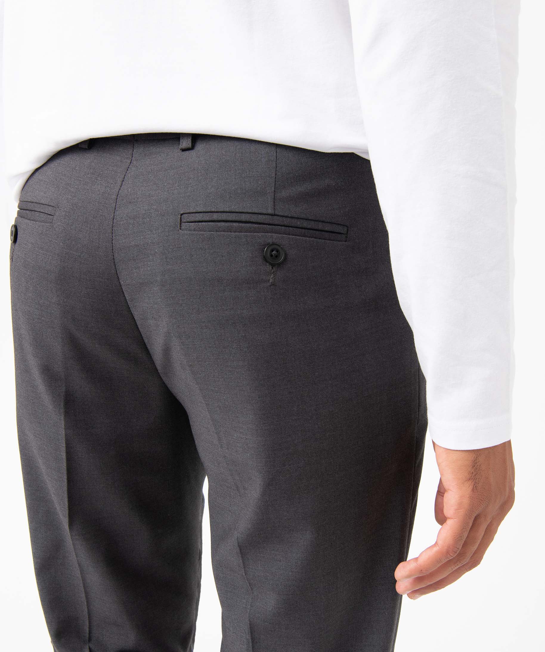 Pantalon de costume homme en toile coupe droite gris fonce | GEMO