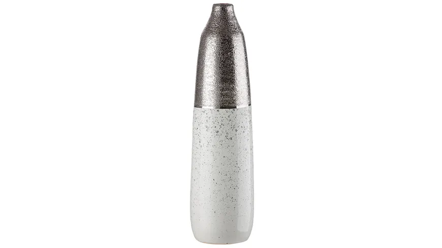 GILDE MODERN1 Keramik Flaschenvase Turin H=49cm silberfarben, weiß