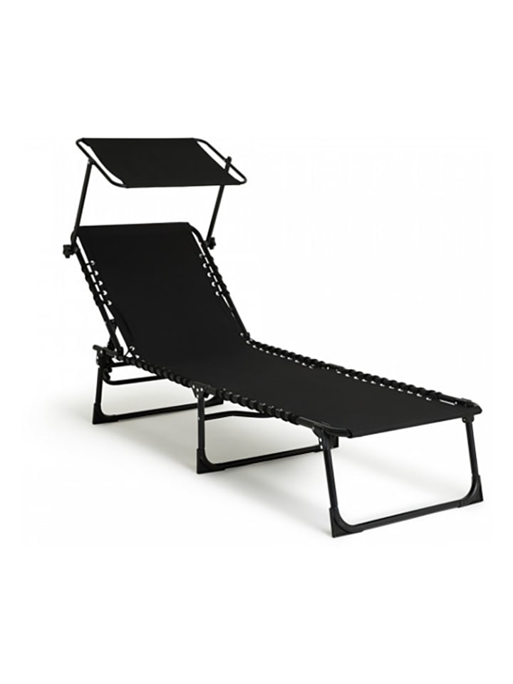 Lifa Living Gartenliege mit Kopfstütze in Schwarz - (L)189 x (B)59 cm günstig kaufen onesize