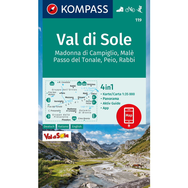 KOMPASS WANDERKARTE 119 VAL DI SOLE, MADONNA DI CAMPIGLIO