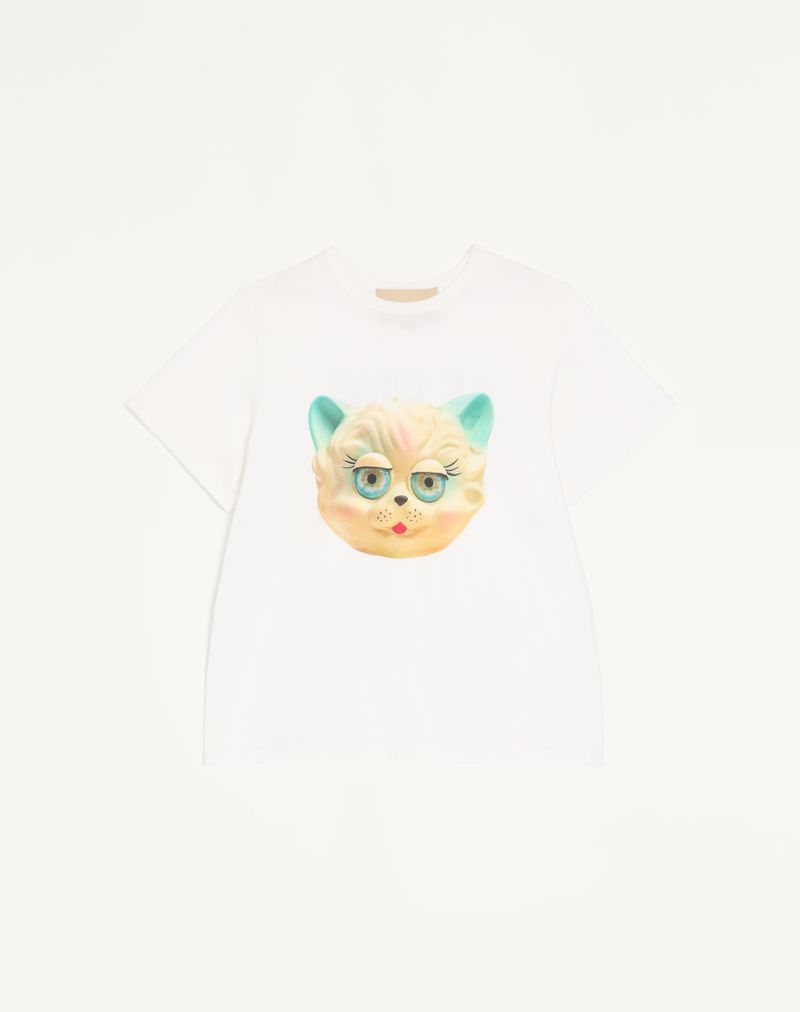 Valentino Bomuld T-Shirt med Le Chat De La Maison Print
