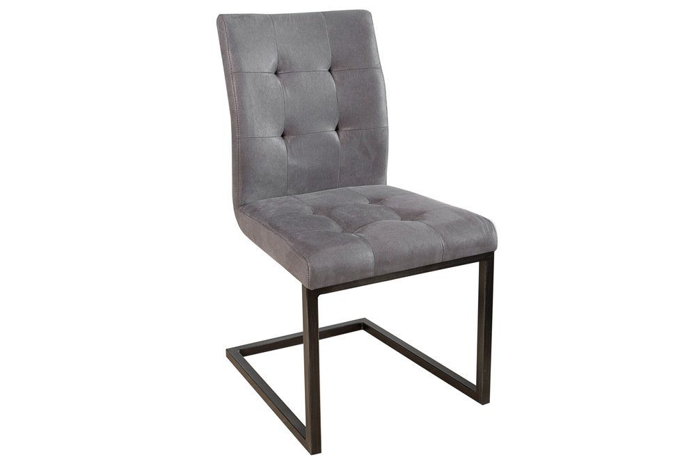 riess-ambiente Freischwinger OXFORD vintage grau / schwarz, Esszimmer · Microfaser · Metall · Industrial Design