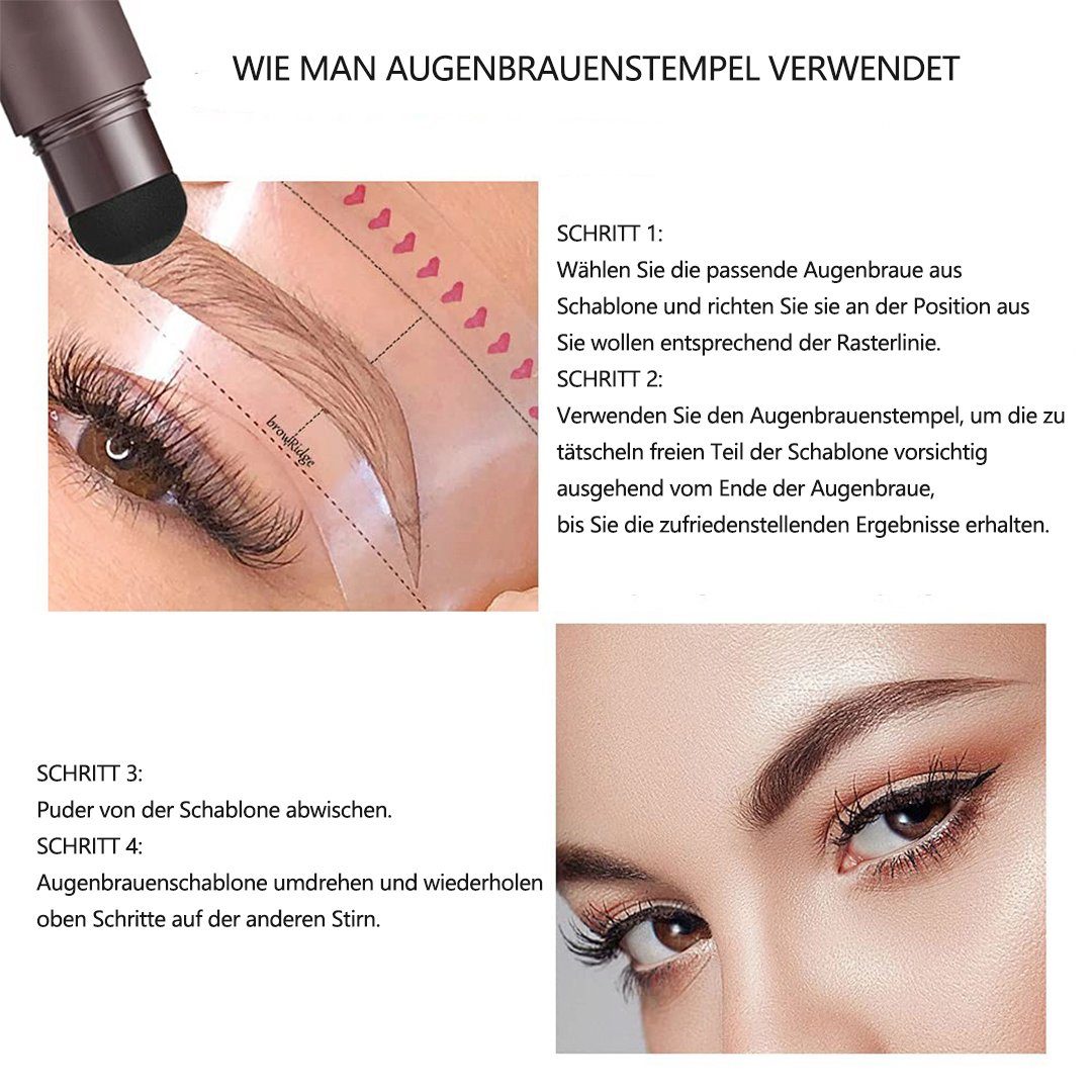 SOTOR Augenbrauenfarbe Brauenstempel,wiederverwendbares Make-up-Brauenpuder-Schablonenset, 1-tlg., für Frauen, Augenbrauen, wasserfestes Make-up-Kosmetik-Set, mittelbraune Brauenstempel
