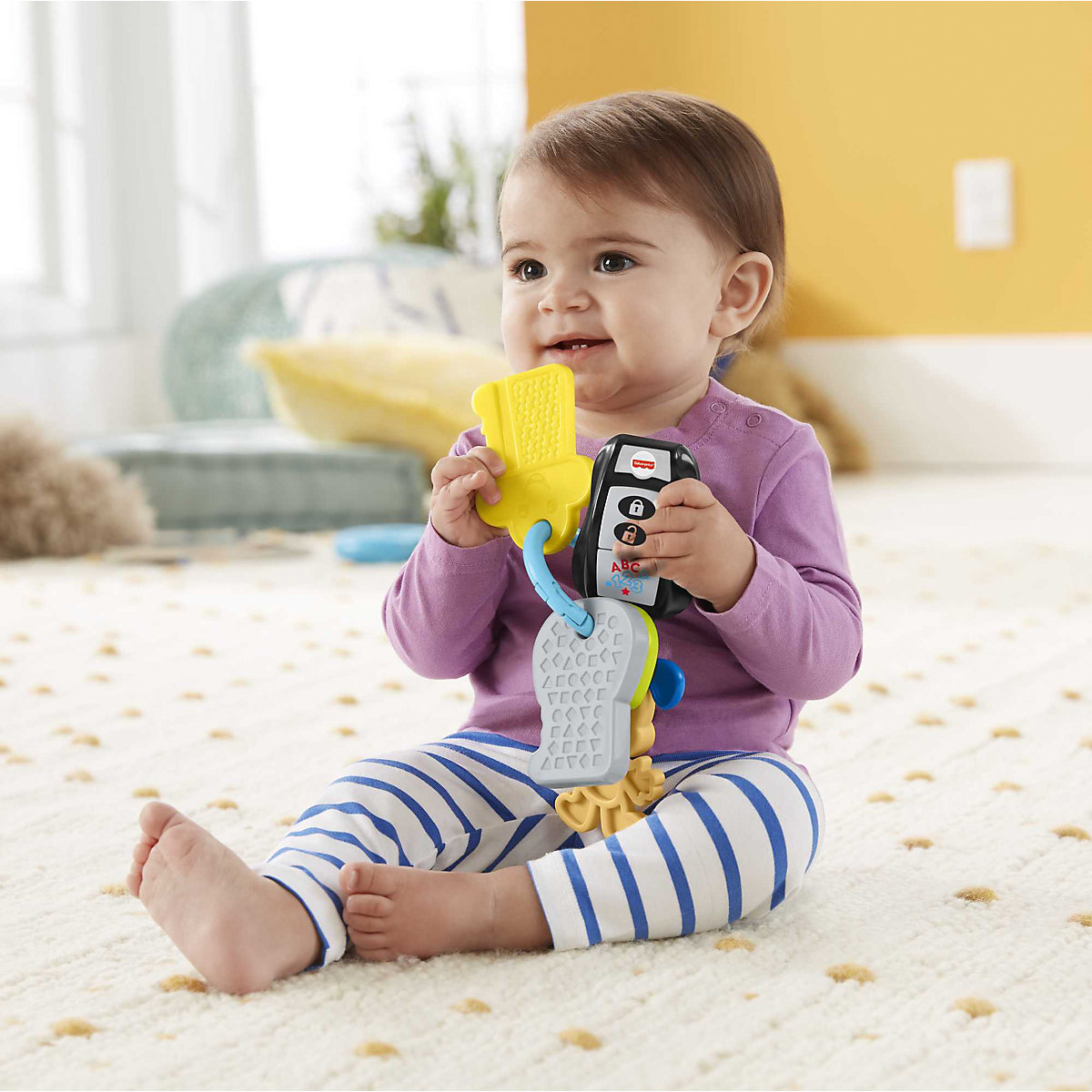 Fisher-Price Lernspaß Baby Schlüsselbund mit Licht und Geräuschen, Lernspielzeug