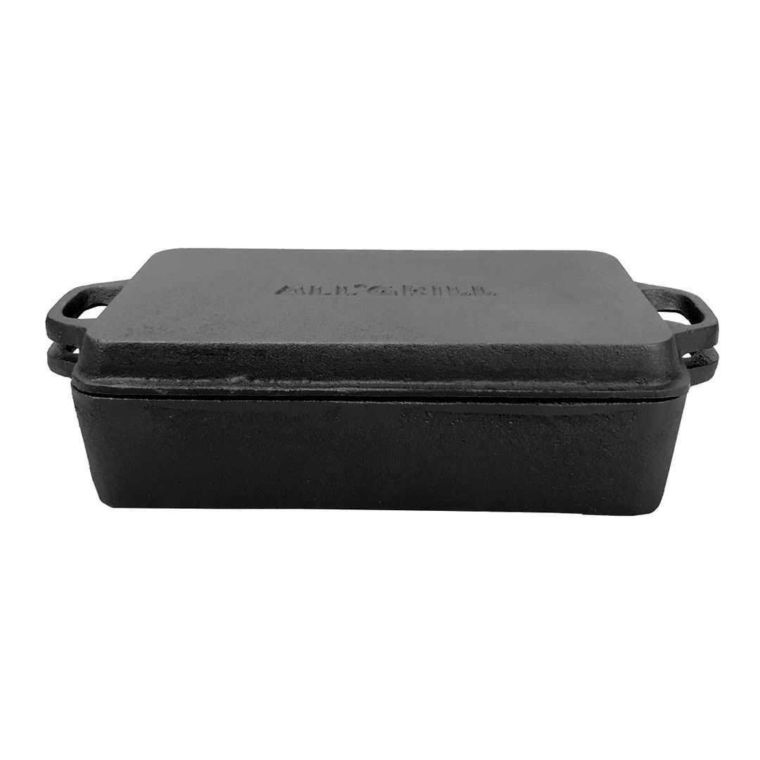 Allgrill Gusseisen Casserole 28x17x6 cm, Deckel 28x17x3 cm, robust