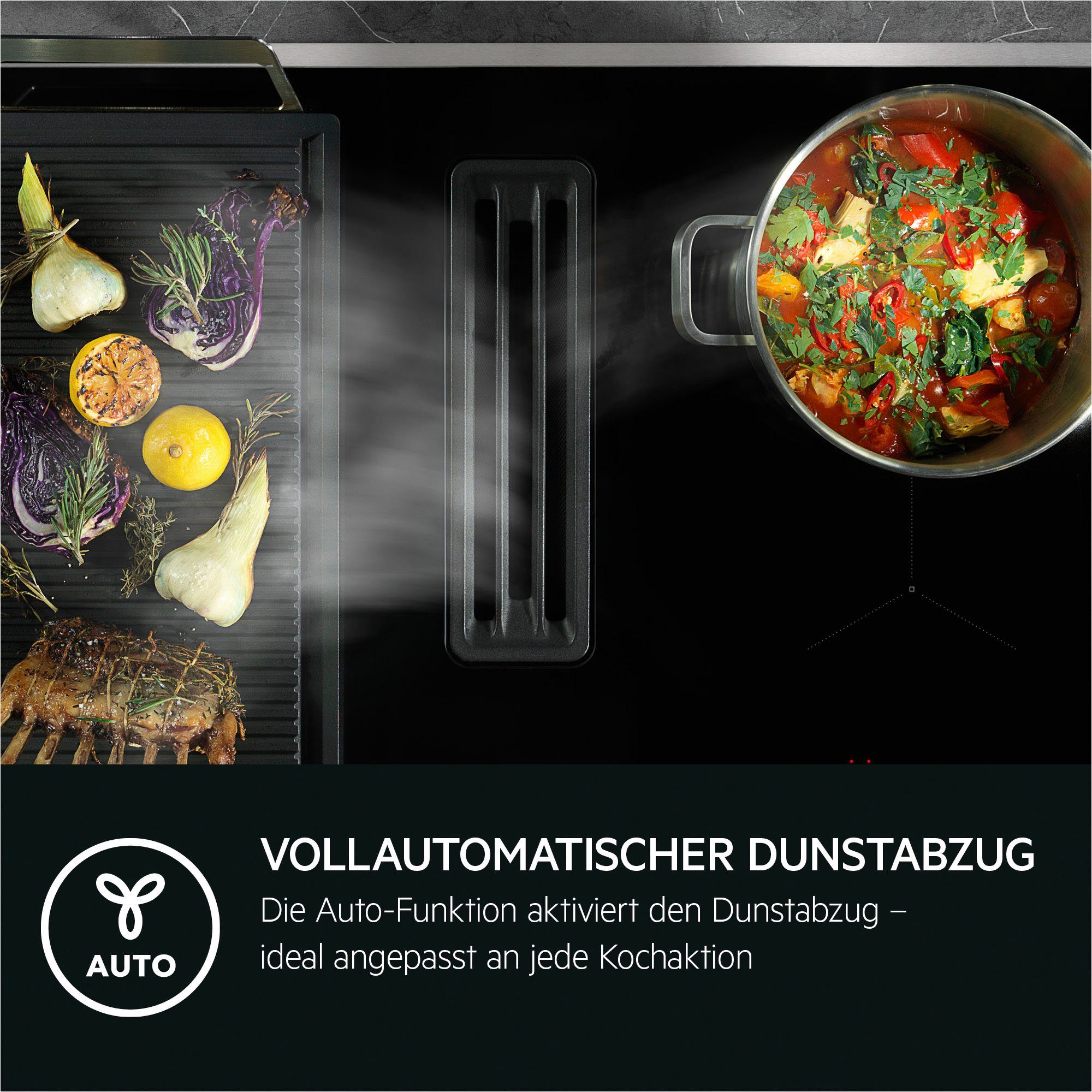 AEG Kochfeld mit Dunstabzug COLI84COXB