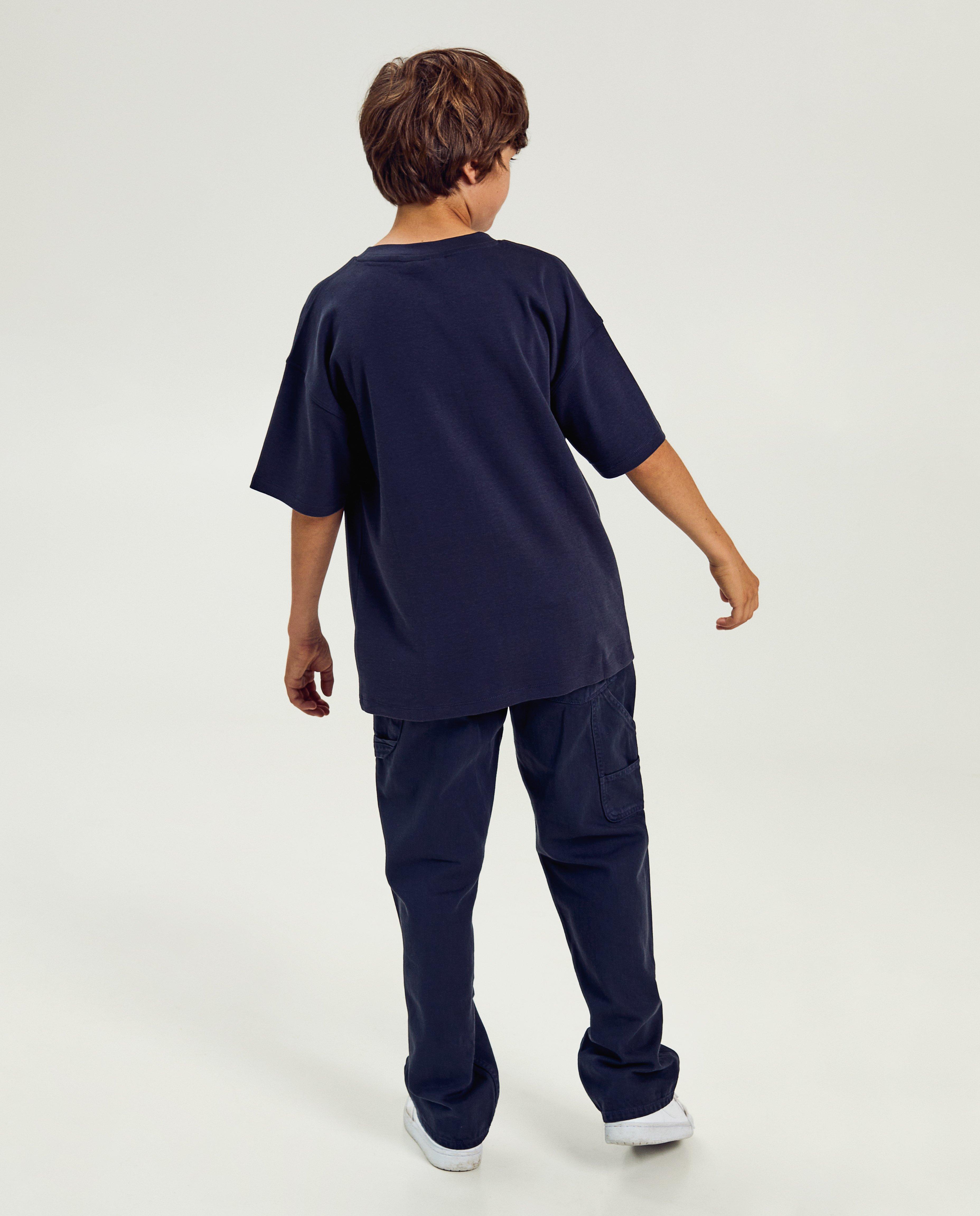 Tricou Fish & Chips albastru închis, uniformă școlară albastru închis