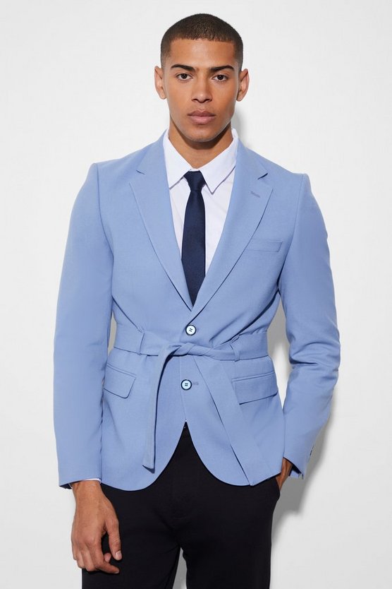 Einreihiger Slim-Fit Blazer mit Gürtel