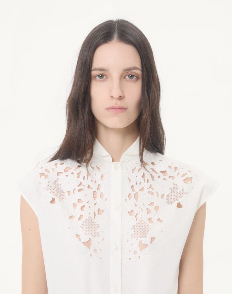 Camisa de popeline bordada