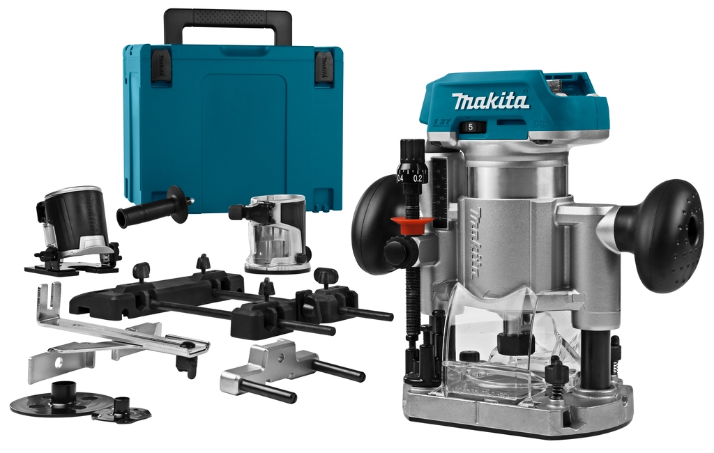 Makita DRT50ZJX9 Overfres 18 Volt Li-ion uten batterier og lader + skinneadapter