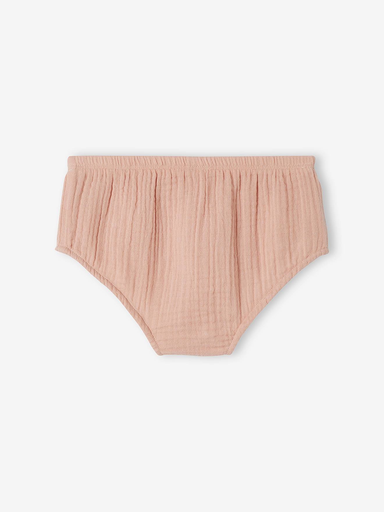 Cache couche bébé en gaze de coton rose poudré