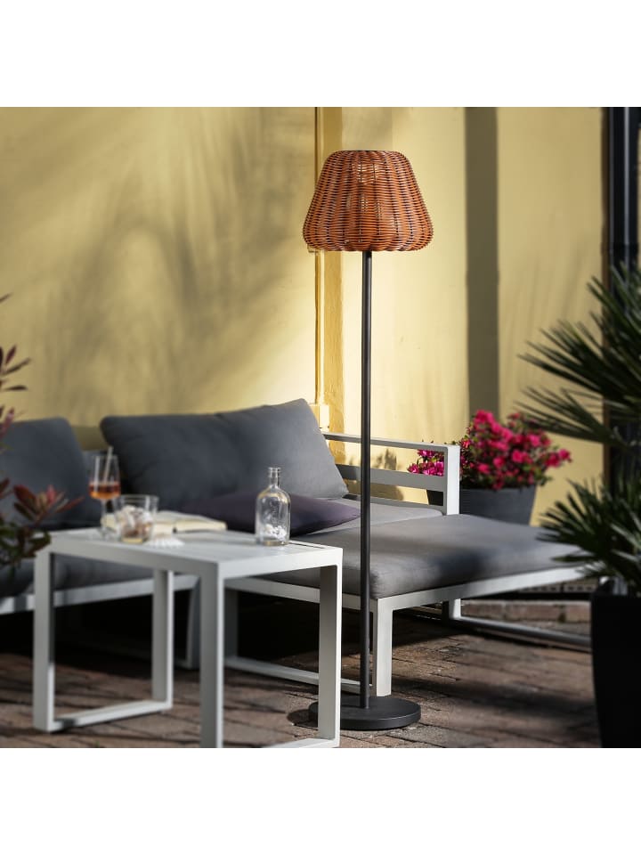 MARELIDA LED Garten Stehlampe in Rattanoptik dimmbar aufladbar Fernb. H: 150cm in natur günstig kaufen onesize