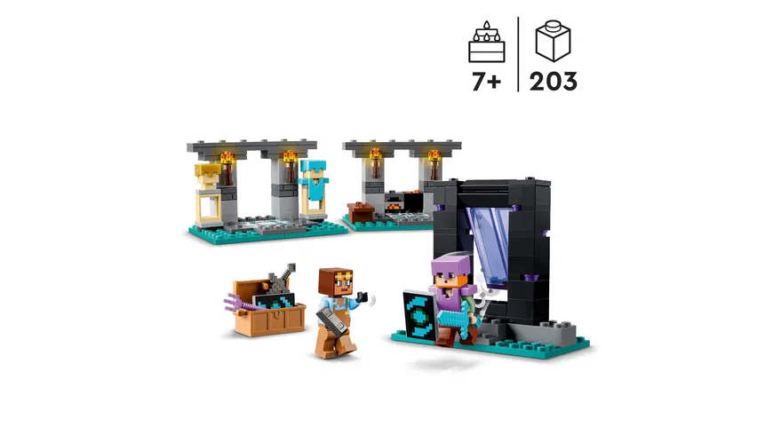 LEGO Minecraft 21252 Die Waffenkammer, Set mit Spielzeug-Waffen und Figur