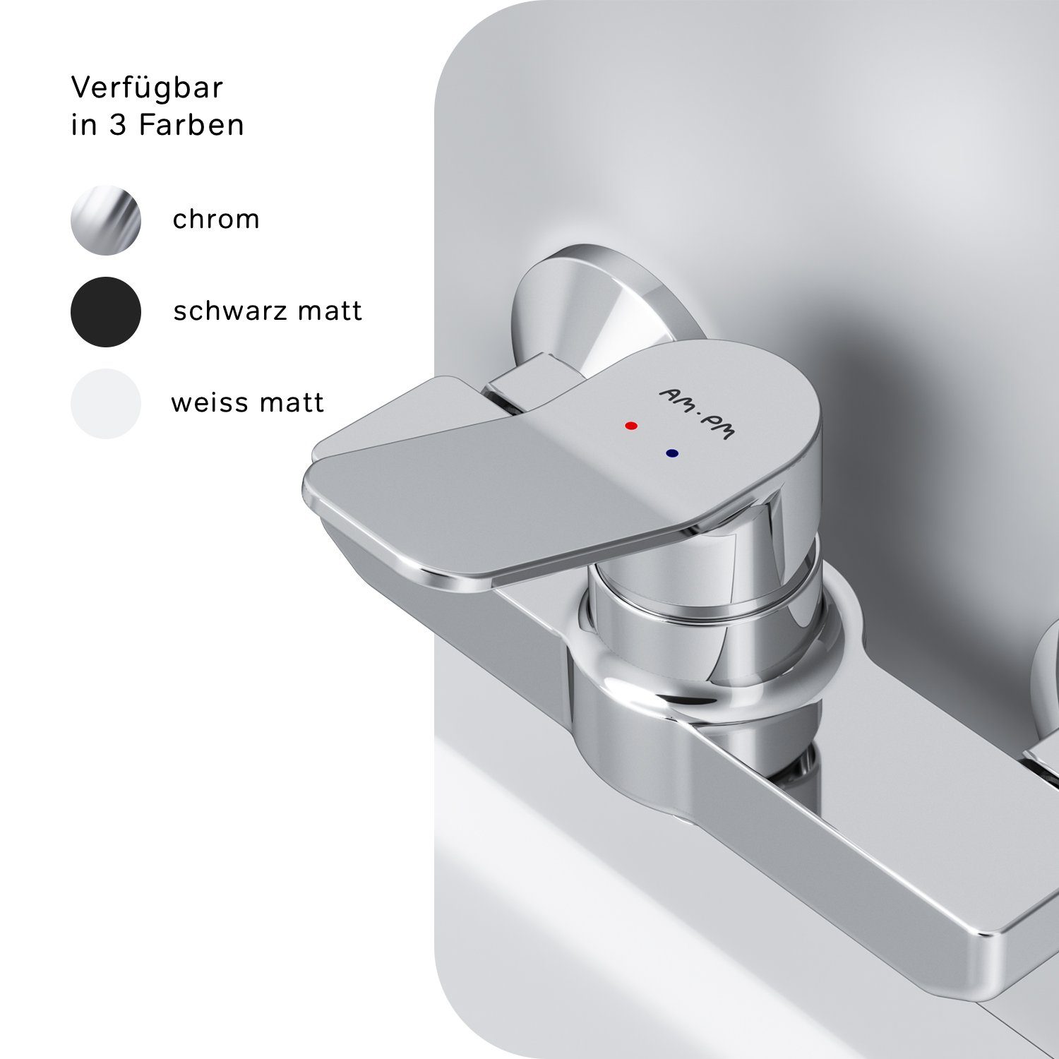 AM.PM Duscharmatur X joy Wasserhahn Bad, Keramikkartusche SoftMotion 35mm beständig gegen Korrosion, Kratzer und Schmutz