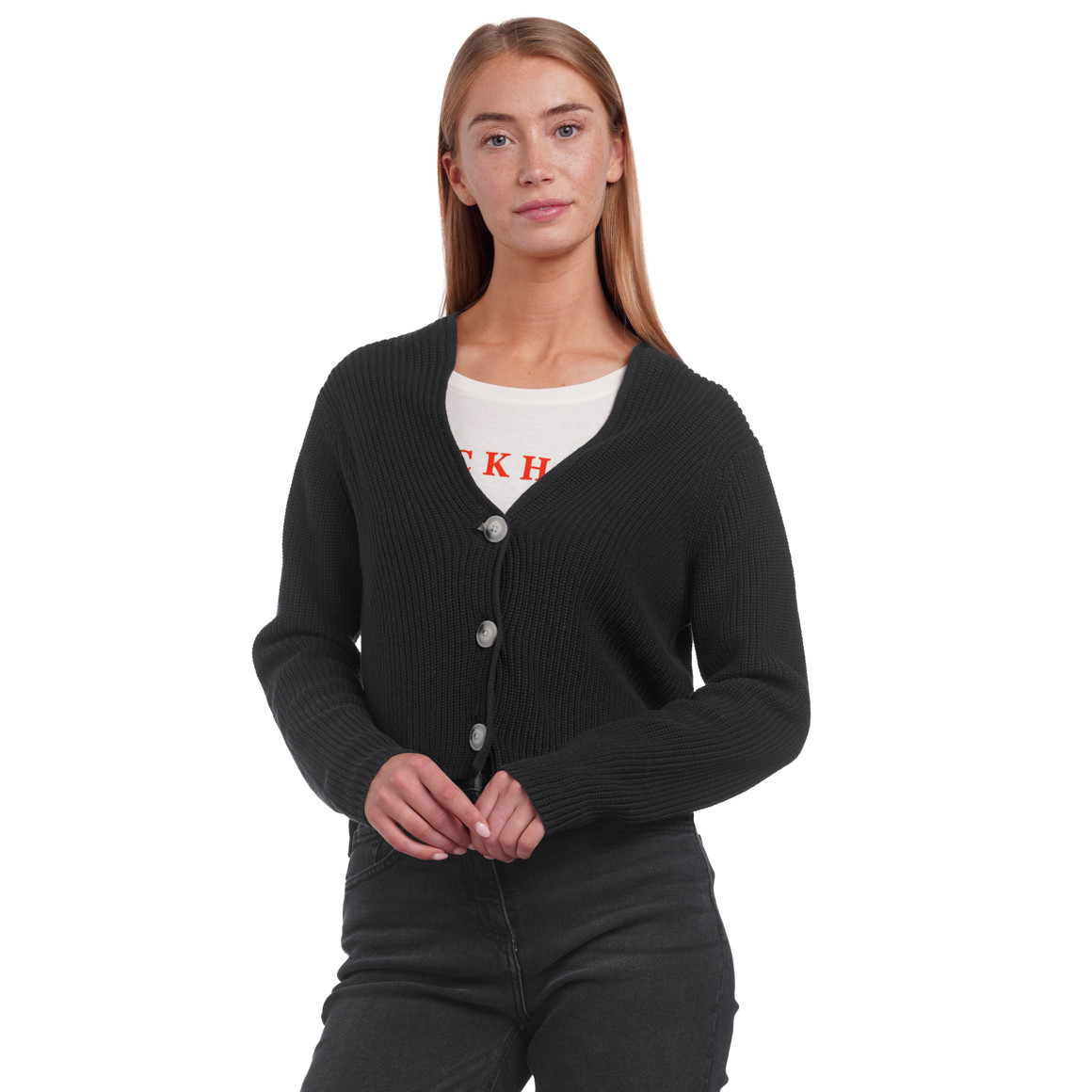 Damen Strickjacke aus Rippstrick