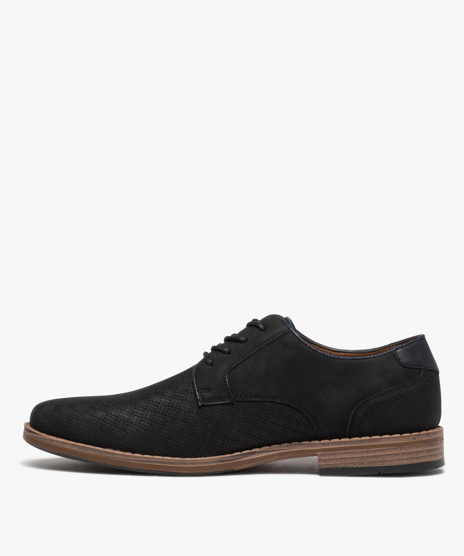 Derbies homme unis à lacets et à motif en relief noir | GEMO