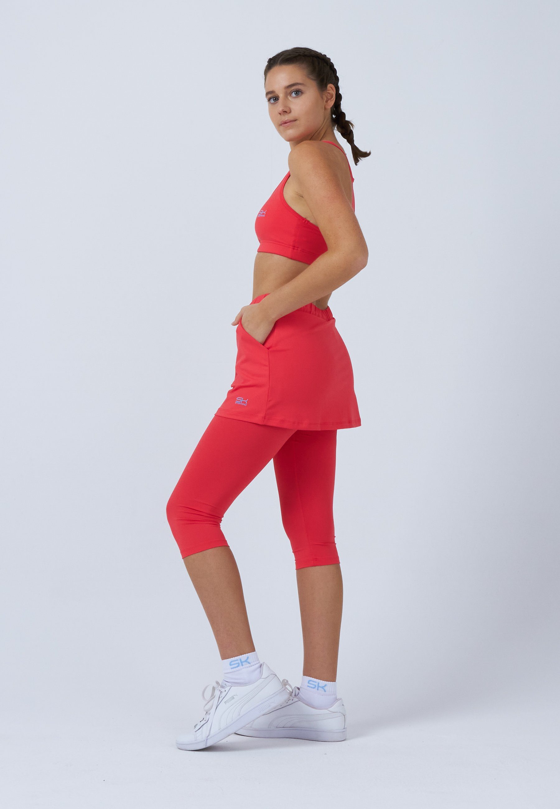 SPORTKIND Tennisrock 2-in-1 Skapri Rock mit Leggings Mädchen & Damen pfirsich