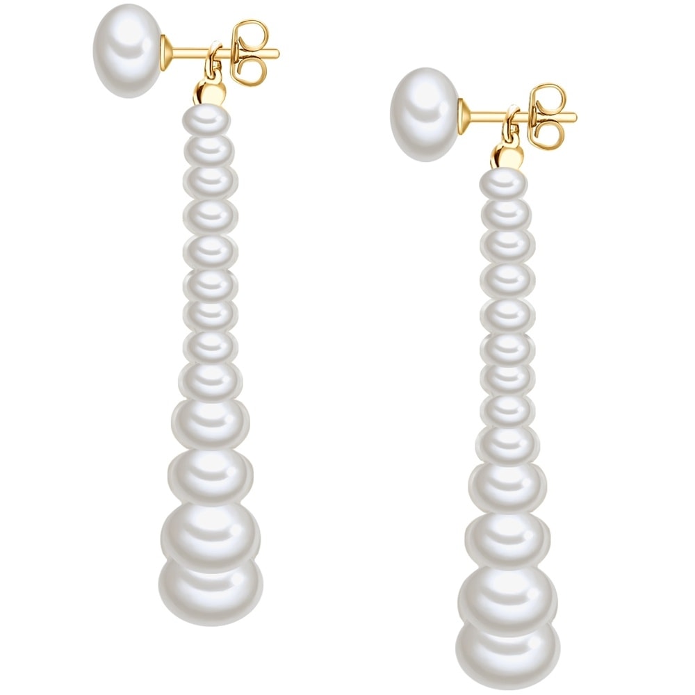 Valero Pearls Boucles doreilles Argent sterling Perle de culture d'eau douce en Or jaune Boucles d'oreilles