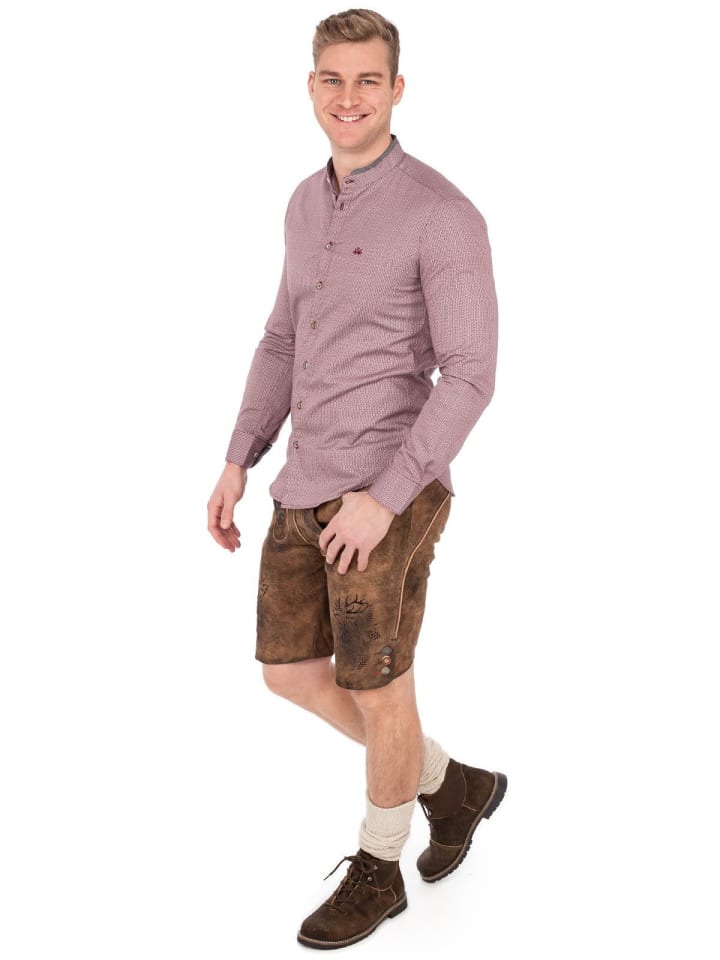 Spieth & Wensky Stehkragenhemd DORIAN in dunkelrot günstig kaufen 3XL