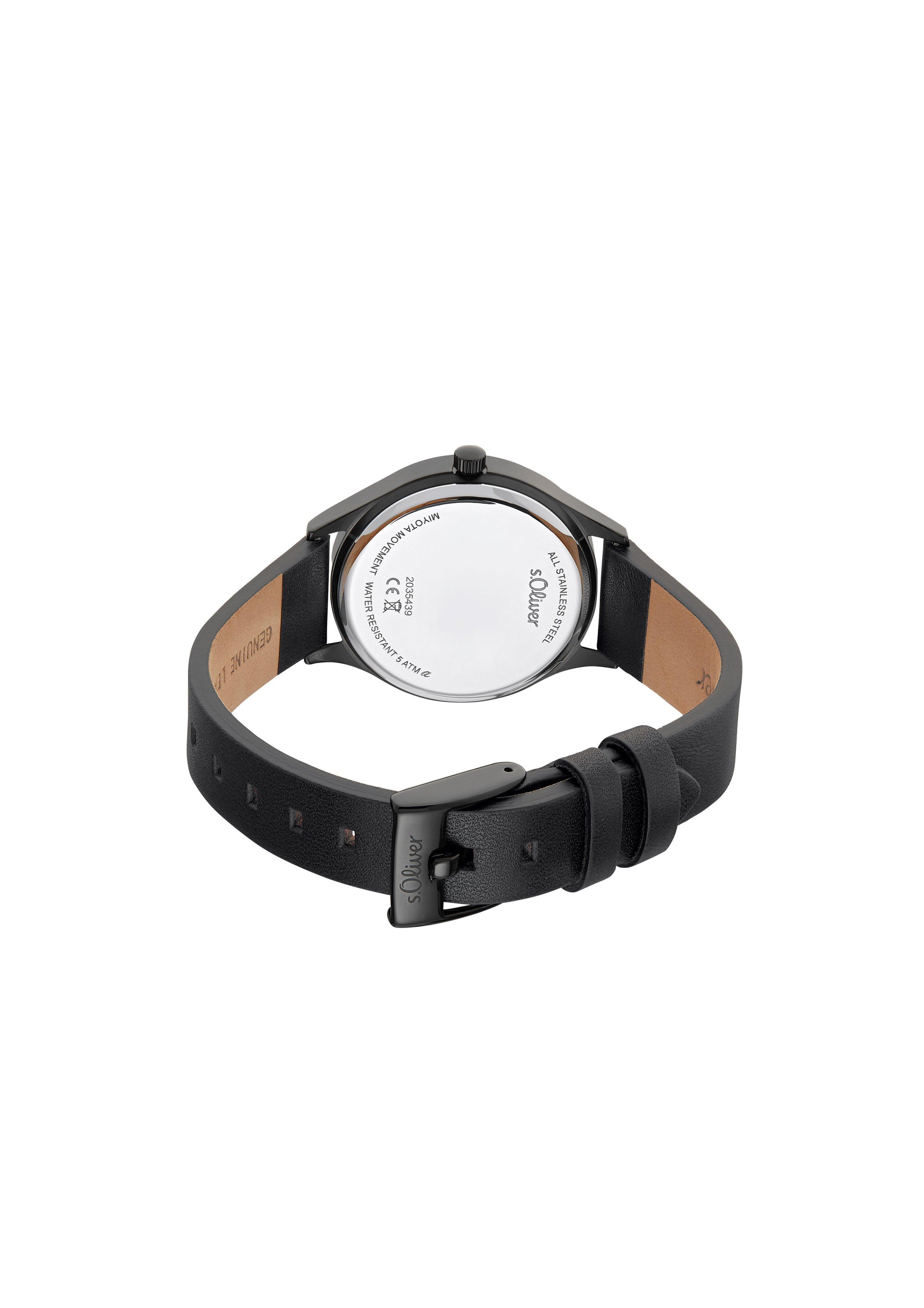 Edelstahluhr mit Lederarmband  6007937-99B0