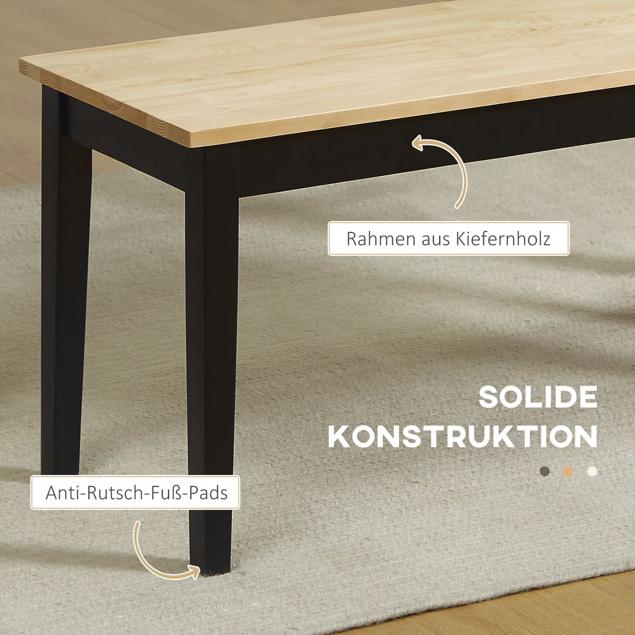 HOMCOM Sitzbank 2-Sitzer Essbank Holzbank, Küchenbank bis 220 kg belastbar
