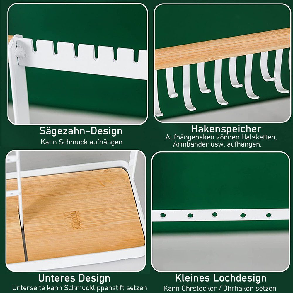 zggzerg Schmuckständer Schmuckständer, Halskettenständer mit Tablett, Schmuck ohrringhalter