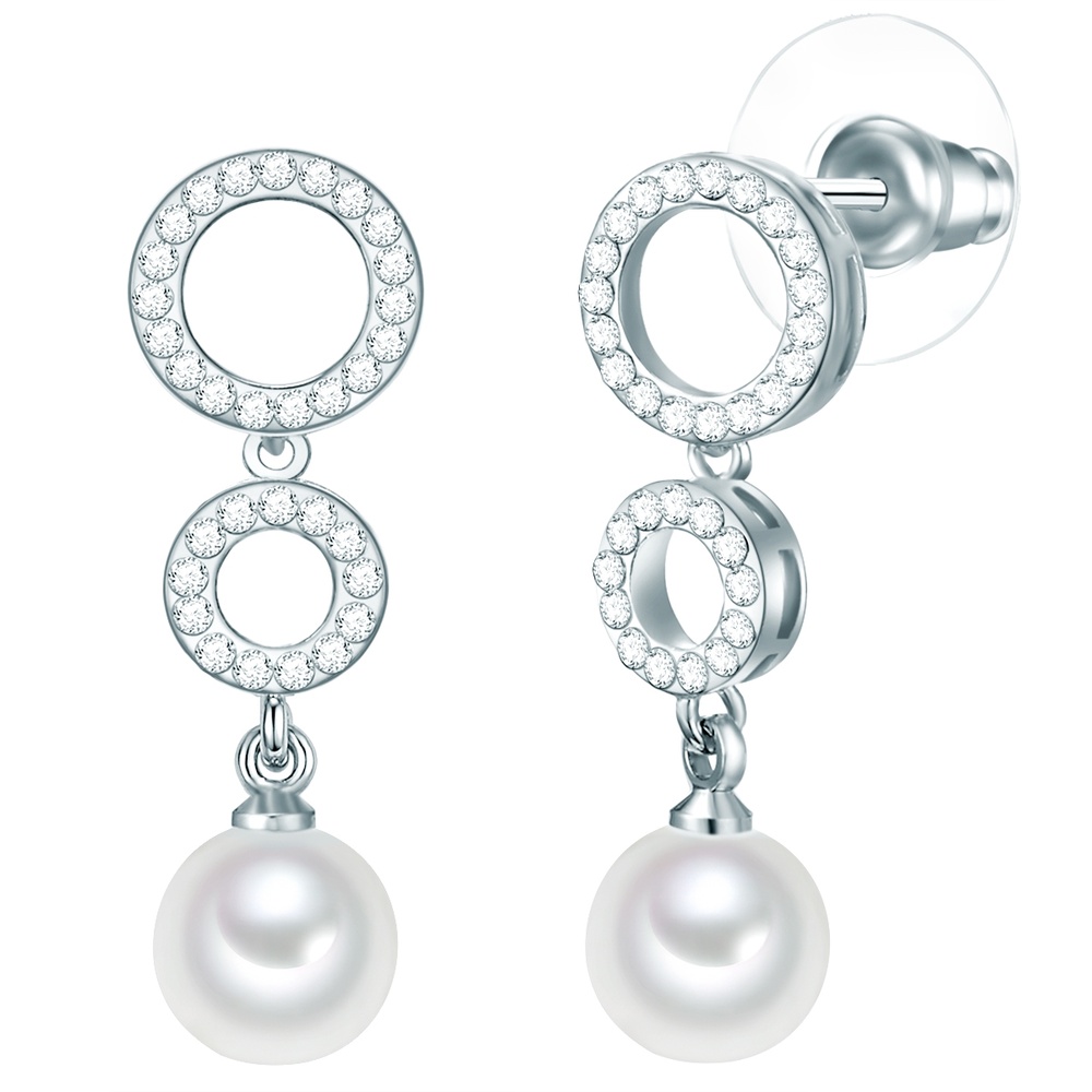 Rafaela Donata Boucles d'oreille en perle Argent sterling Verre Cristal Perles organiques en Arg Boucles d'oreilles