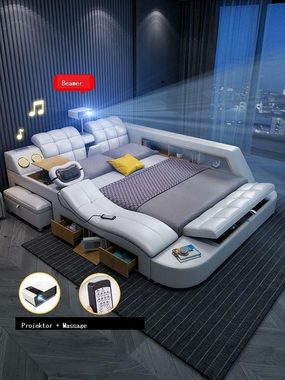 JVmoebel Bett Bett Multifunktion Betten tv beamer usb led Massage Funktion Hotel