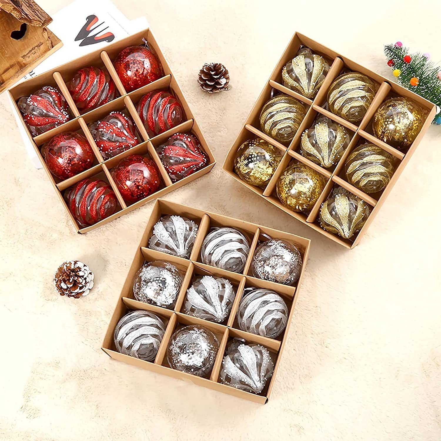 DOPWii Weihnachtsbaumkugel 9er Weihnachtskugeln Christbaumkugeln