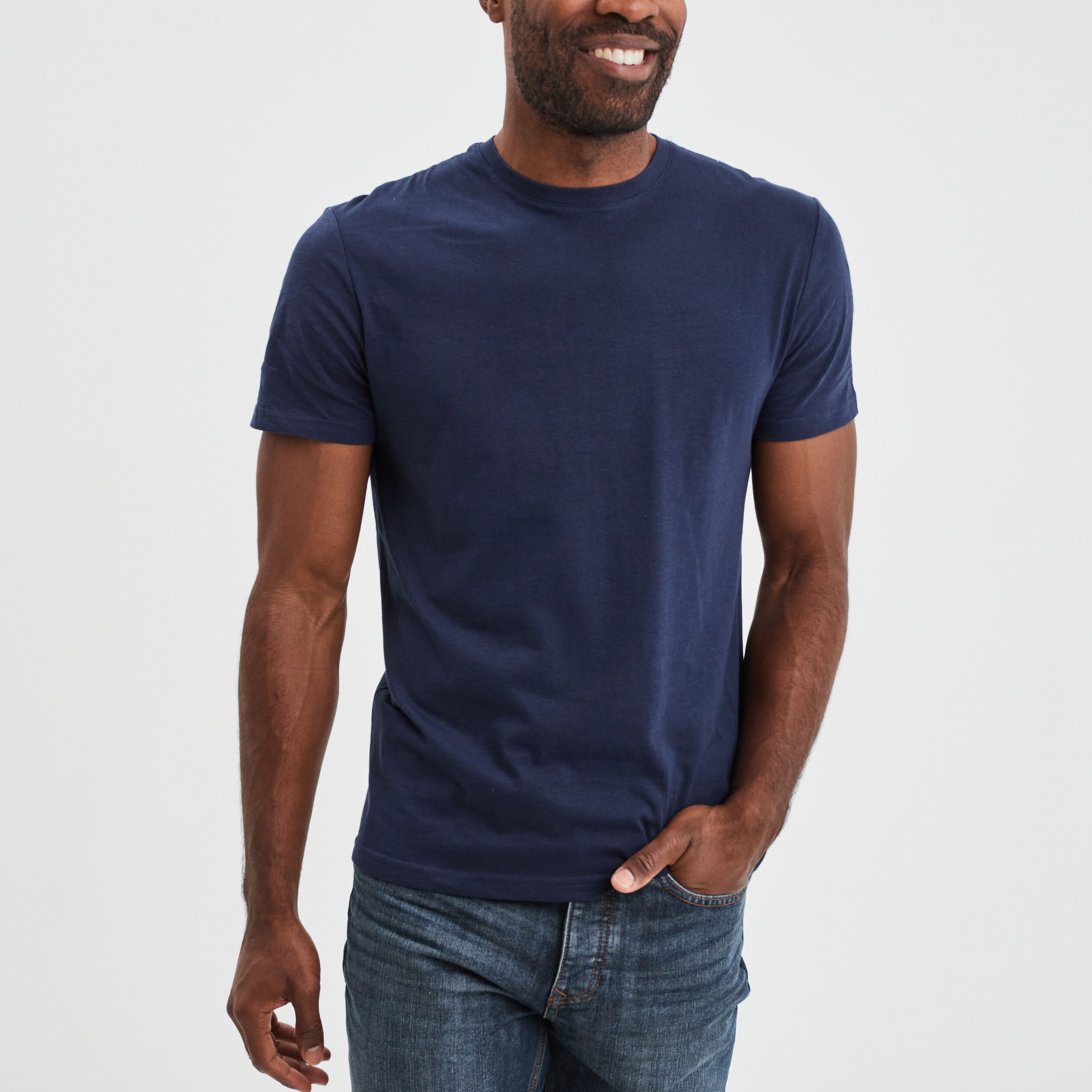 T-shirt en coton manches courtes bleu marine homme | La Halle