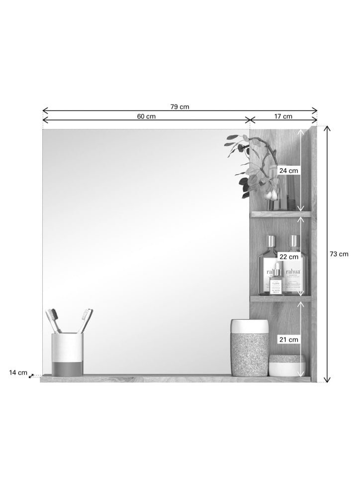 ebuy24 Badspiegel Mason Eiche 79 x 14 cm günstig kaufen onesize
