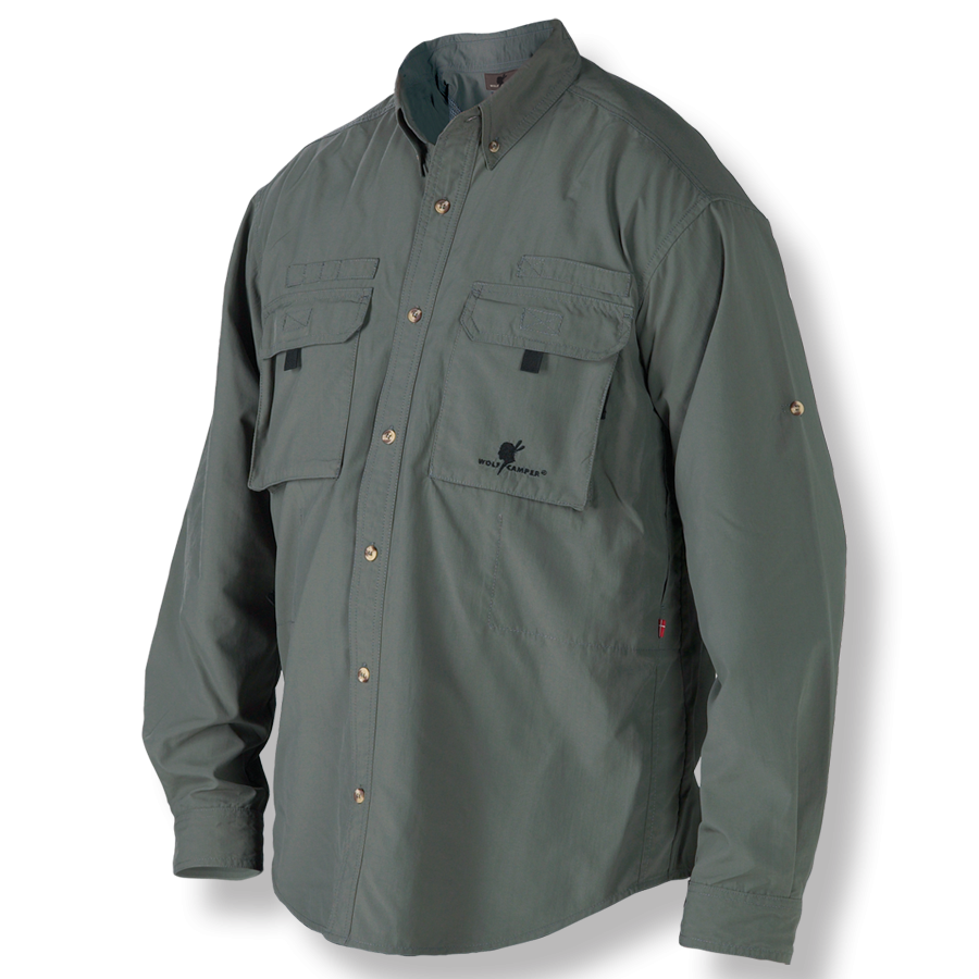 Wolf Camper Explorer Olive Green Herrenhemd