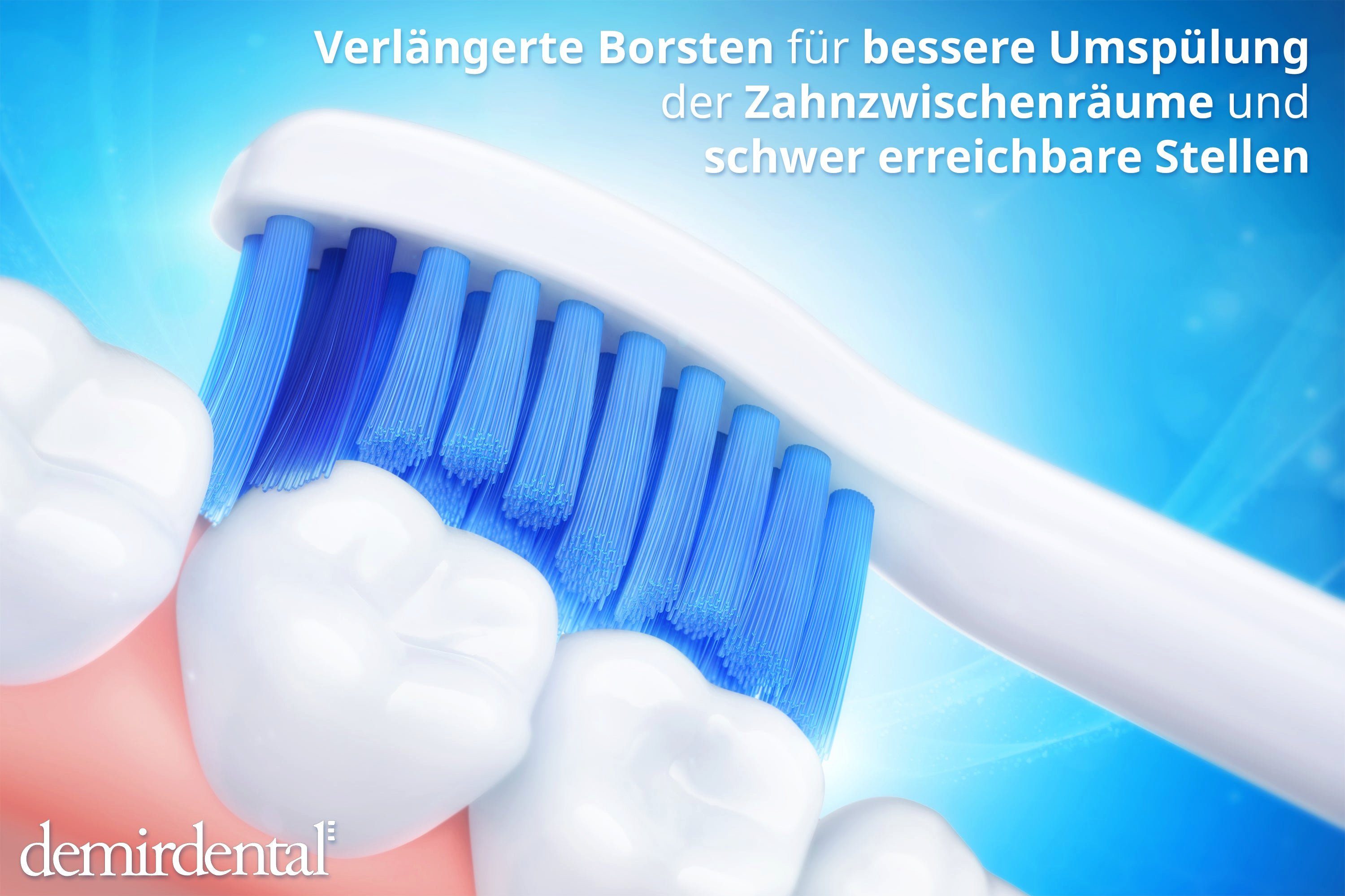 demirdental Aufsteckbürsten passend für Philips Sonicare Ersatzbürsten, Medium, Weiß, HX6018/HX6010