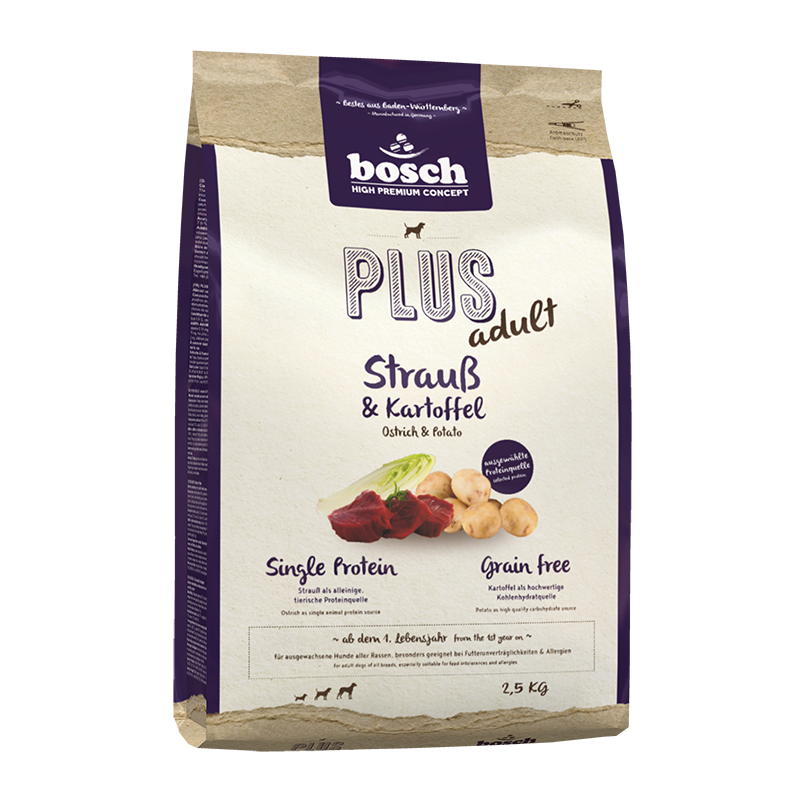 bosch Hundetrockenfutter bosch Plus Strauß & Kartoffel 2,5 kg