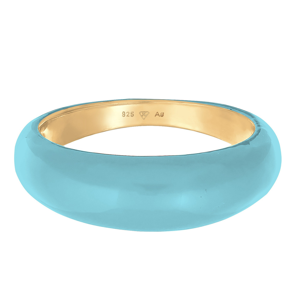 Elli Elli Bague Femmes Bande Pile avec Émail Orange en Argent Sterling 925 Plaqué Or Bague
