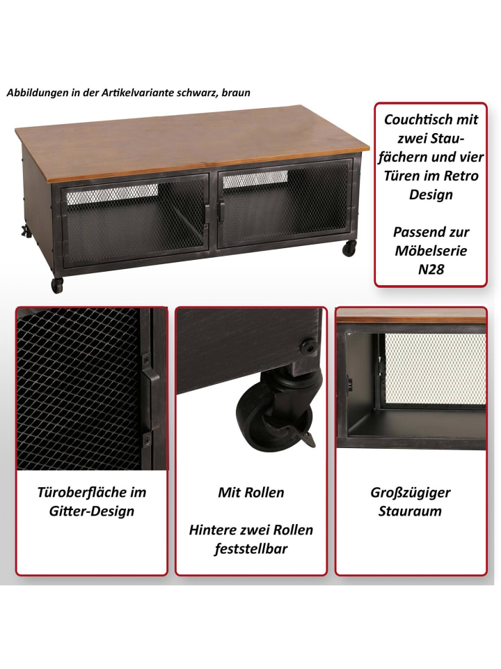 MCW Couchtisch N28 Industrial, Schwarz, braun günstig kaufen onesize