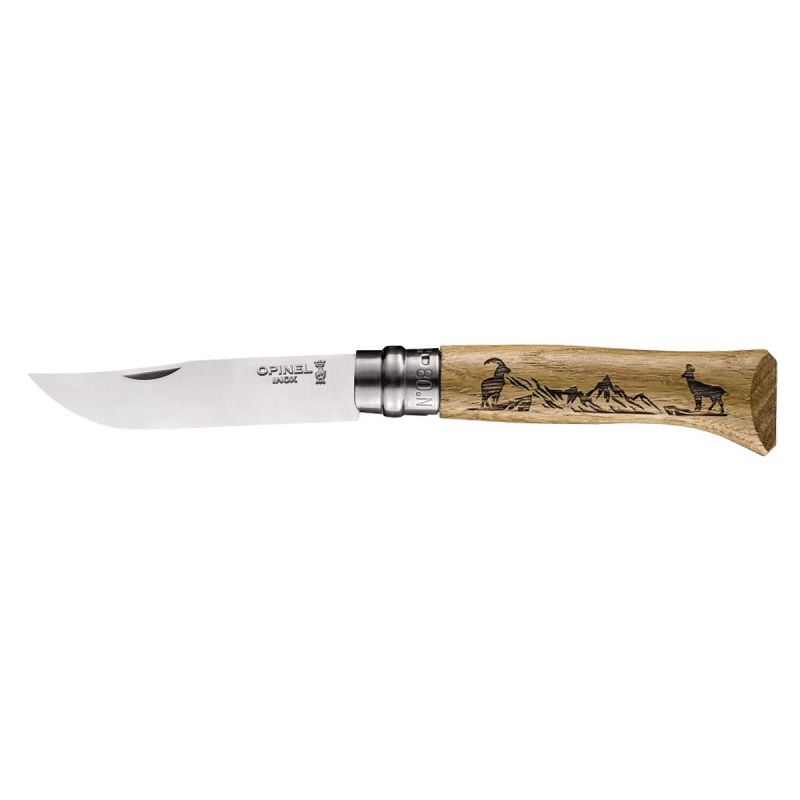 Messer - Opinel n.8 inox mit Eichengriff Version - Wildleder.