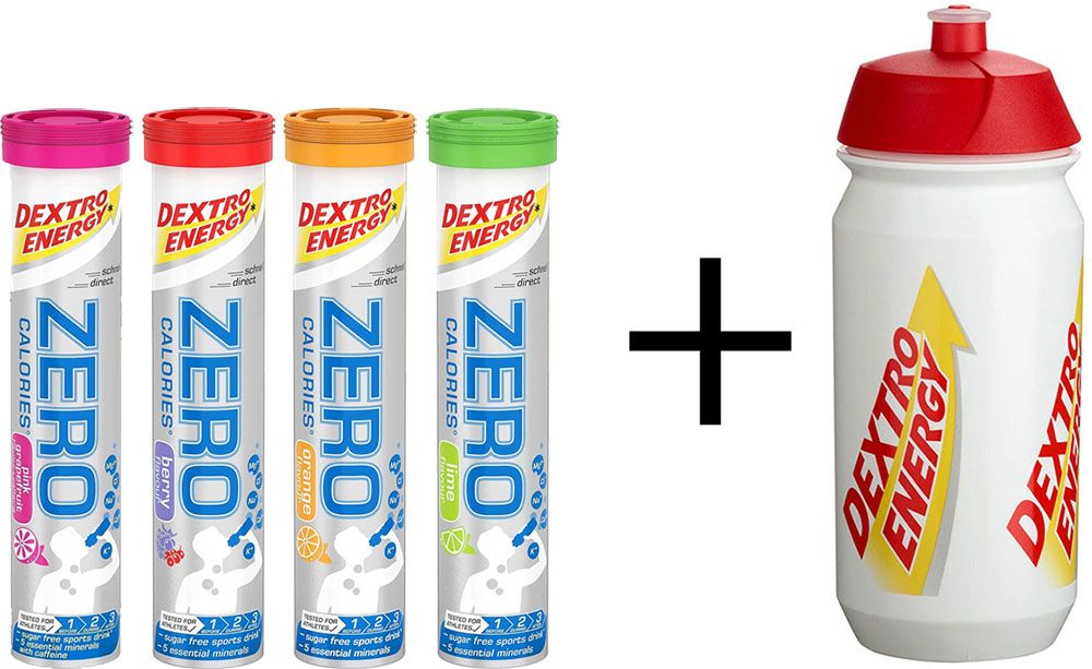 Dextro Energy Zero Calories Testpaket 20x4g + Trinkflasche 500ml kaufen | Bike-Discount