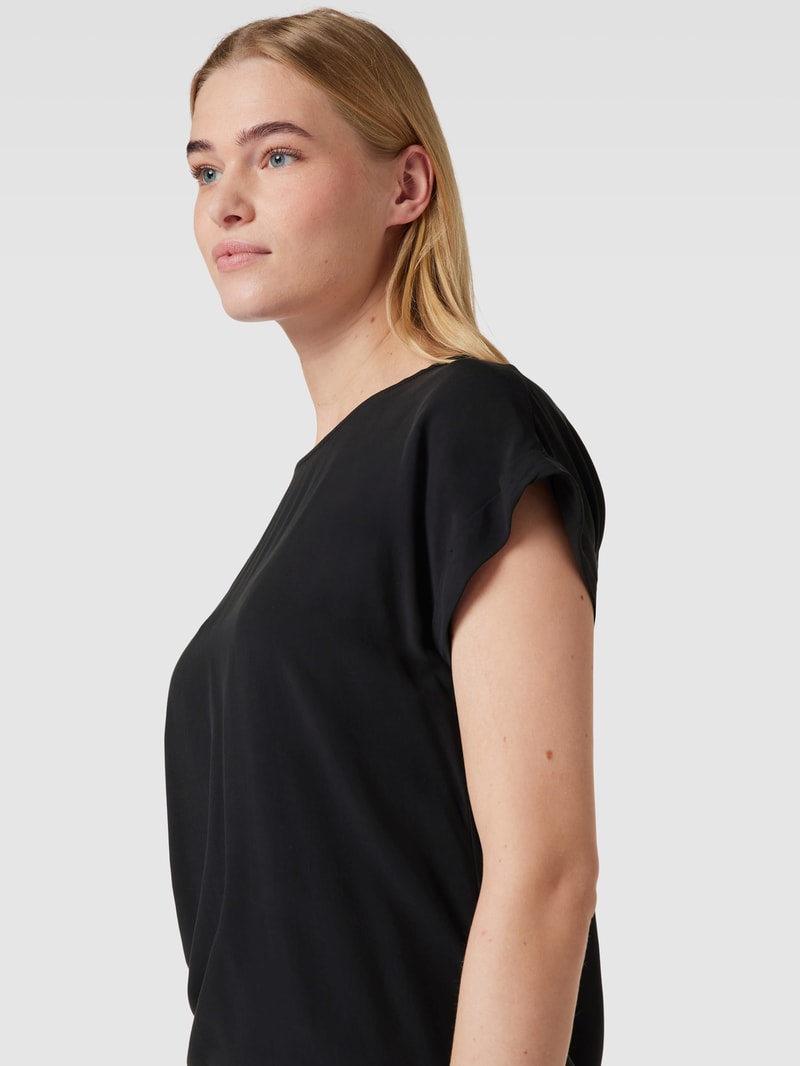 Blusenshirt aus reiner Viskose mit Kellerfalte in schwarz