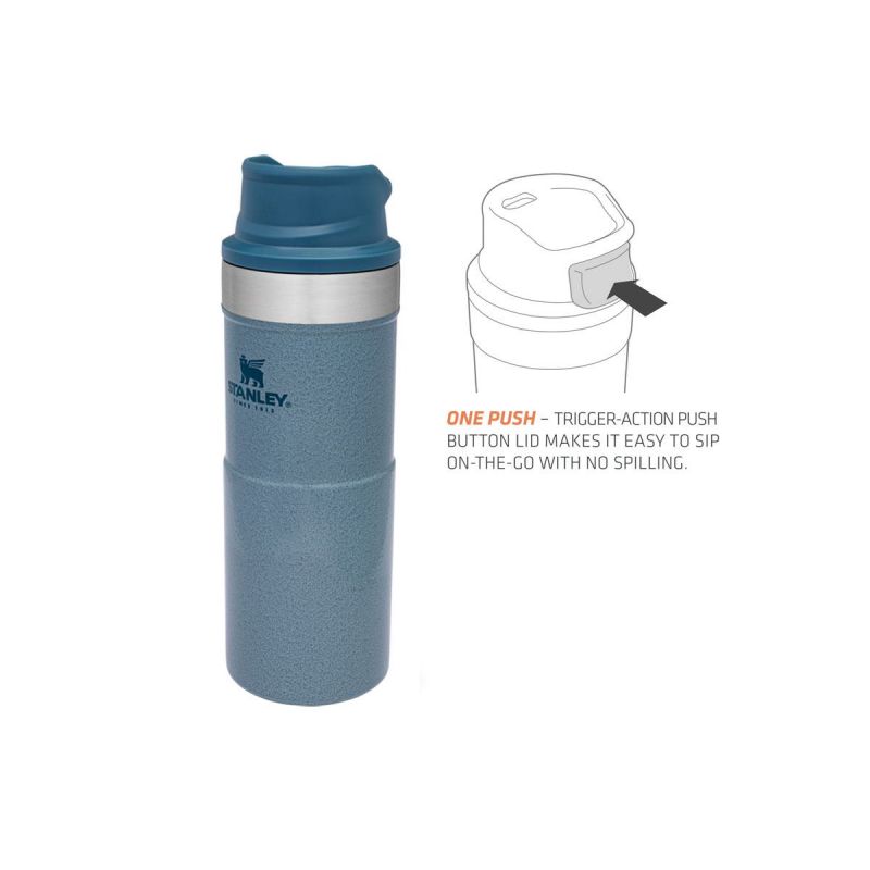 Stanley Thermoflasche, Classic Trigger-Action Travel Mug 12oz \/ 350ml Hammertone Ice