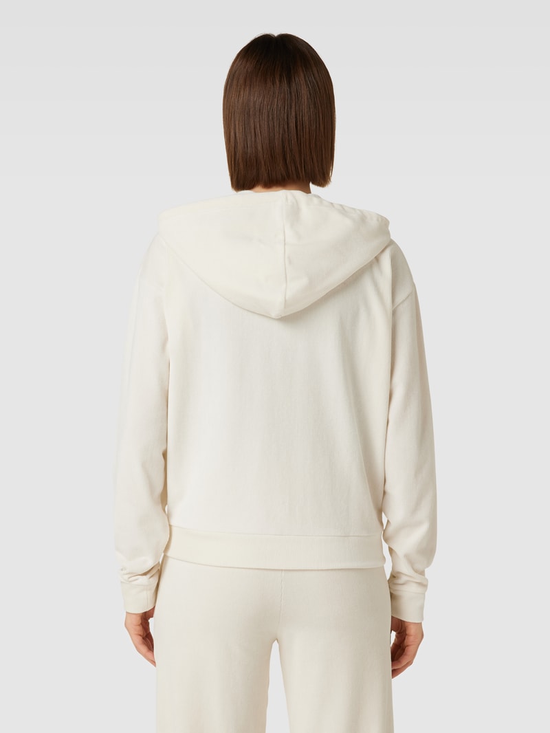 Sweatjacke mit Kapuze Modell 'VELVET' in offwhite