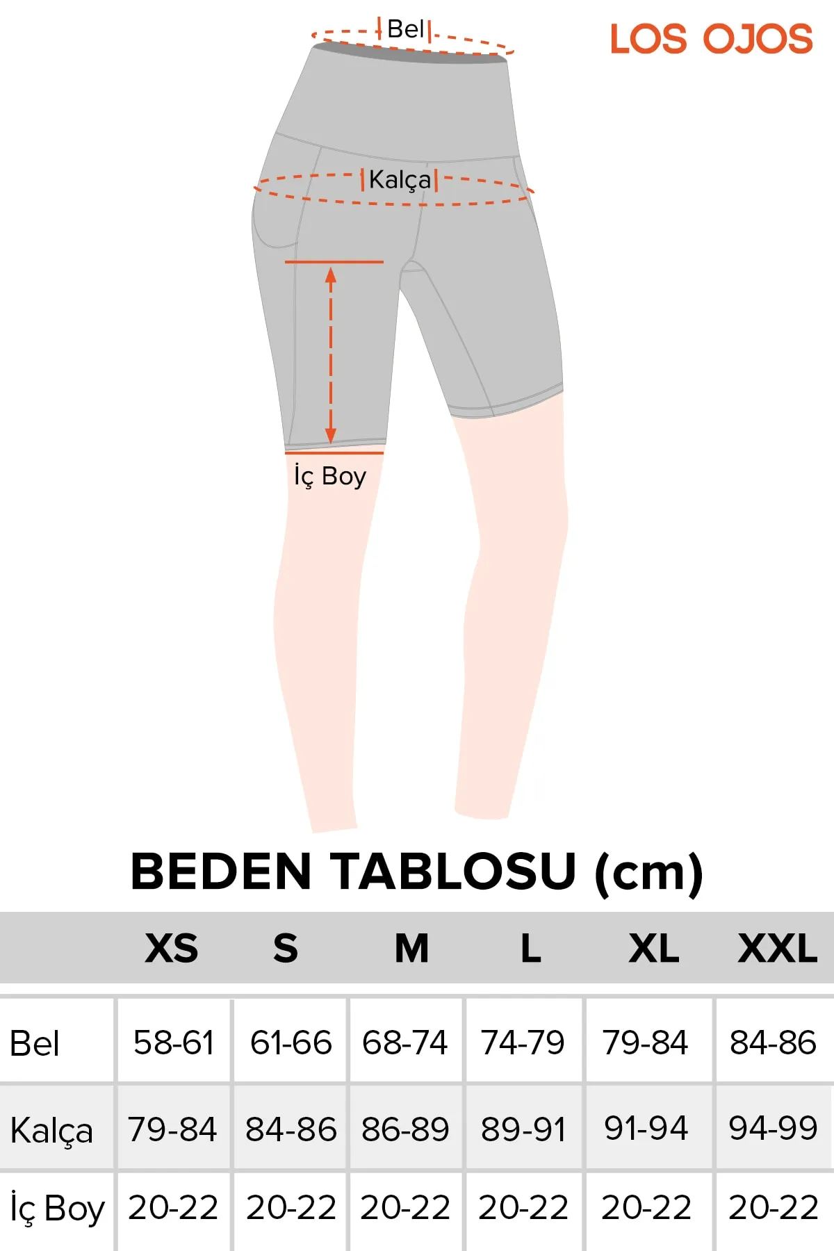 LOS OJOS  Kompakte Biker-Shorts mit doppelter Tasche und kurzen Sport-Tights in meliertem Grau für Damen mit hoher Taille
