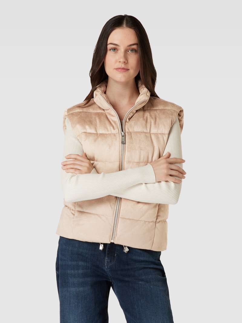 Weste mit Allover-Label-Details Modell 'JOLE' in beige